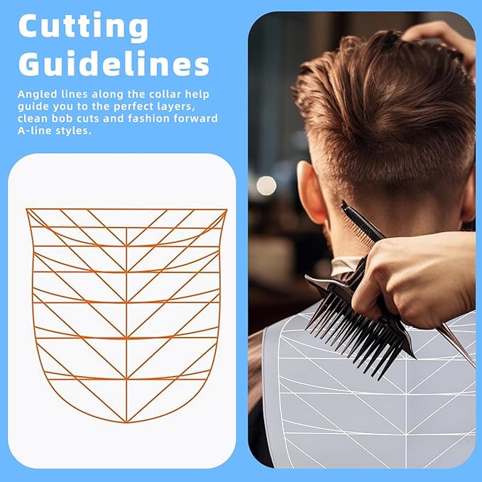 Professional Hair Cutting Cape with Geometric Grid Pattern, Longer Silicone Waterproof Cutting Mat,Neck Guide