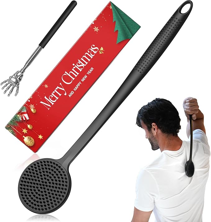 Back Scratcher, 2PackGifts for Men Back Scratcher ， 2025 New Back Scratcher with 2 Silicone Scratch Surface, Deep Back Scratcher for Men/Women, Long Handle Backscratchers for Adults