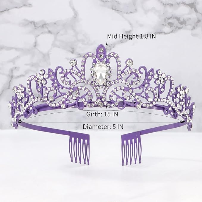 Didder Purple Tiara Crown Headband Princess Crowns for Women Girls with Combs Princess Tiaras for Little Girls Bridal Wedding Prom Birthday Party Halloween Princess Costume Crown