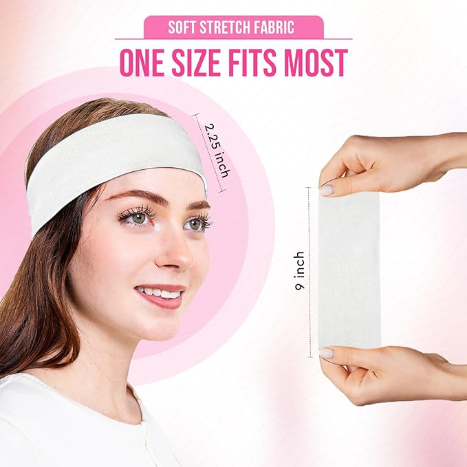 Styla Hair Headbands for Women Stretch Fashion Head Bands 10 Pack Non-Slip Head Wraps Great for Spa, Sports, Yoga, Pilates, Running, Gym Headband, Workouts (White)