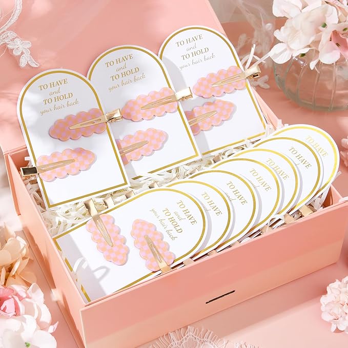 20PCS Bridesmaid Hair Clips No Bend Hair Clips Bridesmaid Hair Accessories Gifts Makeup Creaseless Glitter Hair Clip for Bride Women Girls(20Pcs/10Cards)