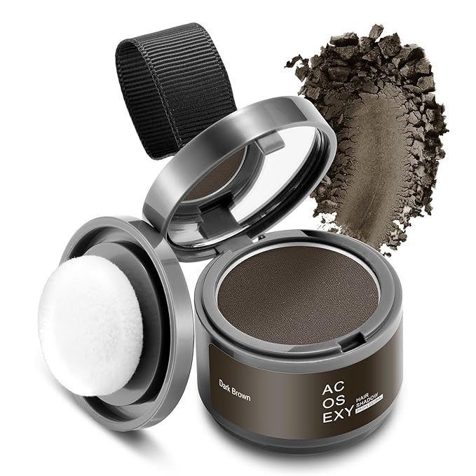 Root Cover Up Hair and Beard Line Powder - Dark Brown for Women's Eyebrows, Men's Gray Hair Coverage, Bald Spots (Dark Brown)