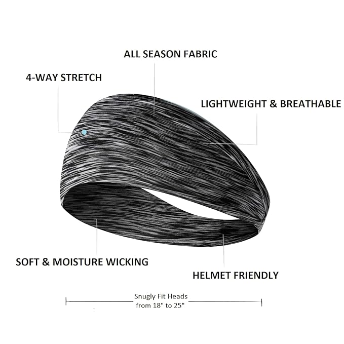 TERSE Sweat Bands Headbands for Women: Workout Headbands for Women Non Slip, Sweatbands for Sports Yoga Running