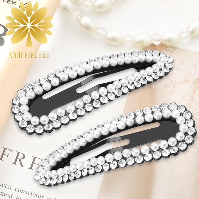 2PCS Rhinestone Hair Clips,Snap Hair Accessories,Decorative Hair Clips,Rhinestone Barrettes For Women Girls(SET11)