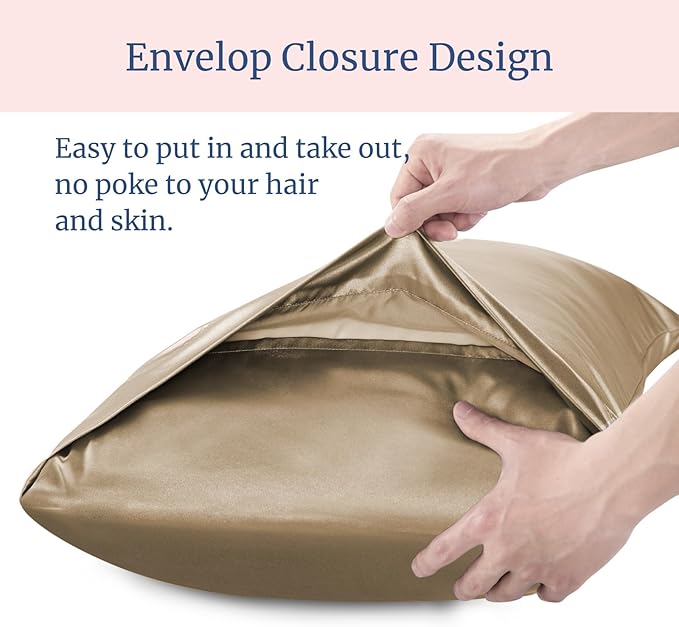 BEDELITE Satin Pillowcase for Hair and Skin, Super Soft and Cooling Similar to Silk Pillow Cases 2 Pack with Envelope Closure, Gift for Women Men(20"x36" King Size, Tawny Brown)