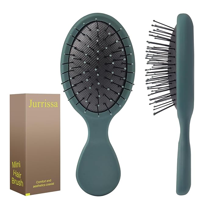 Mini Hair Bursh for Kids Women and Men, Protable Travel Size Hair Brush for Pockets Purse backpack,Mini Detangler Brush for All Hair Types, Small Hair Brush for Detangling(1 Pack-Green)
