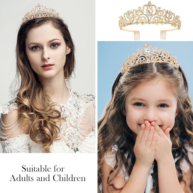 Princess Crowns Tiara for Girls, Birthday Sash for Party Decorations Supplies, Gifts for Girls Happy Birthday Party Favors Accessories