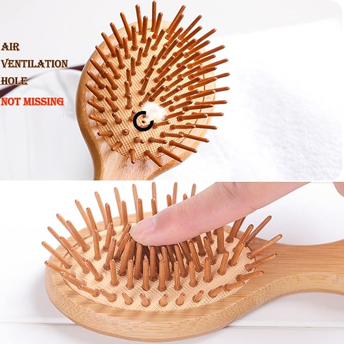 Sofmild Mini Detangling Hair Brush for Women/Kids Wet Curly Hair - Small Compact Travel Size Bamboo Brush for Purse, Vacation & Car, All Hair Types