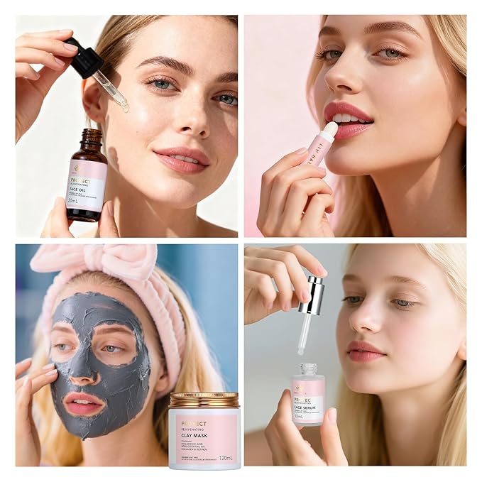 Christmas Gifts for Women, Spa Gifts 28pcs Rose Facial Skin Care Set for Women, Face Cream, Bath Oil, Serum, Shower Accessories - Bath and Body & Facial Kit - Birthday, Valentine's, Bridal Shower