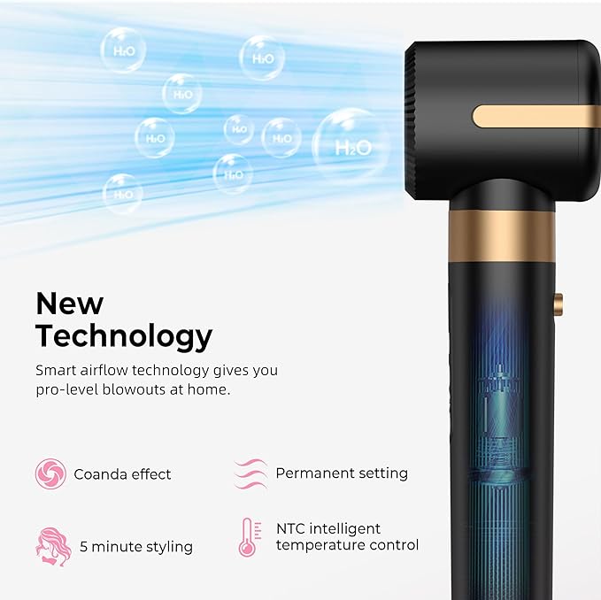 Blow Dryer Brush, 7 in 1 Hair Dryer Hot Air Brush 110,000 RPM with Negative Ion Hair Styler for Fast Drying Straightening Curling Voluming