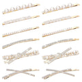 12 Pieces Rhinestone Bobby Pins Decorative Fancy Crystal Hair Clips Shiny Metal X Shaped Barrettes Bling Diamond Wedding Bridal Shower Hair Accessories for Women Ladies Girls (Gold, White)