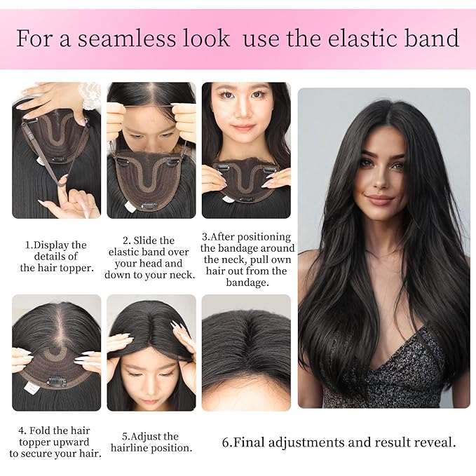 Isaic 24 Inch Synthetic Hair Topper for Women 360° Clip-in with Adjustable Band, Layered Hairpiece for Thinning Hair Adds Volume & Natural Coverage(Balayage Dark Brown to Chestnut)