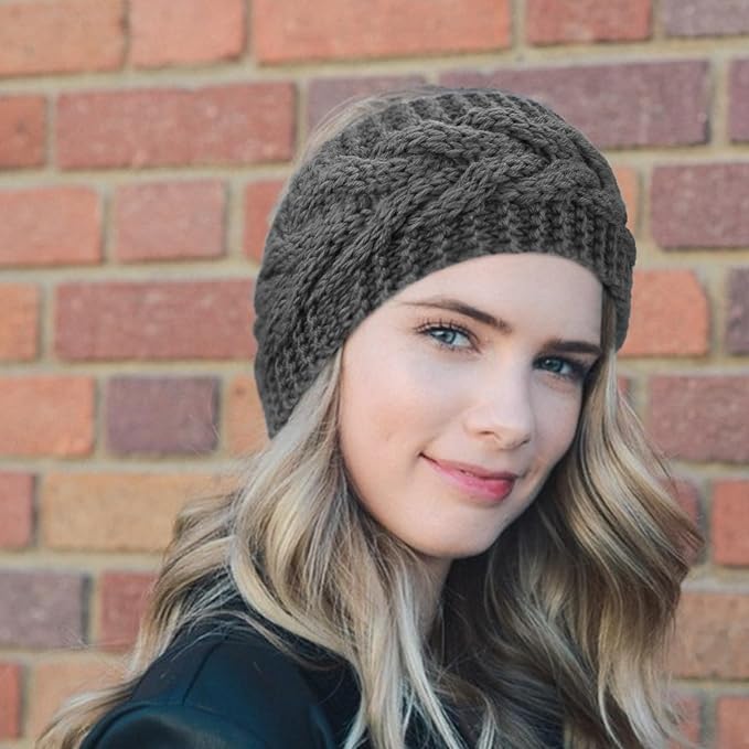 DRESHOW Knit Crochet Headband for Women Ear Warmer Soft Turban Stretch Warmer Headbands Winter Fashion Head Wrap