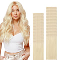 GOO GOO Genius Tape in Hair Extensions, Hand Tied Tape Weft, 60A Platinum Blonde, 16inch 50g 20pcs, Remy Human Hair, Seamless Invisible Tape, Natural Blend, Lightweight