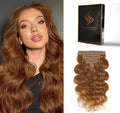 Clip in Hair Extensions Real Human Hair Body Wave 6 Chestnut Brown Clip in 100% Brazilian Remy Human Hair Extensions 8pcs Per Set with 18 Clips Double Weft 22 Inch 110g/3.6oz