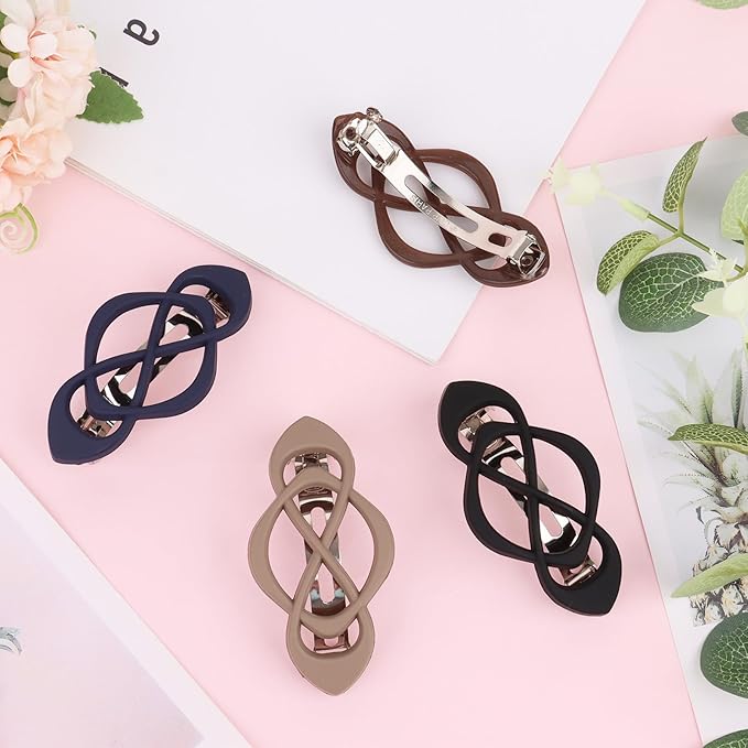 Vintage French Barrette Clips - 4 Pack Hair Accessories for Women & Girls, Thick to Thin Hair