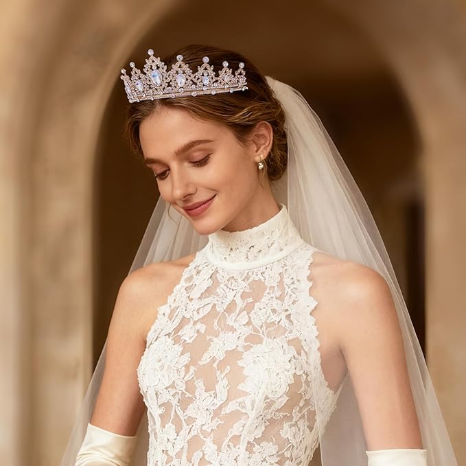 Princess Tiara and Crown for Women Wedding Tiaras for Bridal Tiaras and Crystal Crowns Rhinestone Headband Metal Hair Accessories for Costume Birthday Party Prom