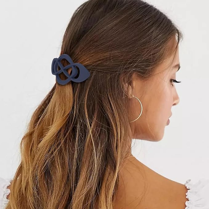 Navy Blue Hair Barrettes for Women 4packs Hair Clips French Hair Barrette Clip for Girls Vintage Hair Clips for Thick Thin Long Short Hair Stylish Hair Accessories for Women Girls