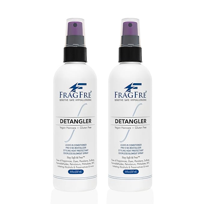 Detangler 8 oz (2-Pack Gift Set) - Fragrance Free Hypoallergenic Parabens Free - Hair Detangler Leave-in Conditioner for Sensitive Skin - Styling Heat Protectant - Vegan Cruelty/Gluten Free