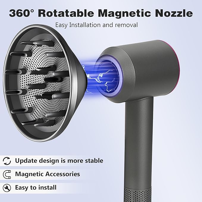 Hair Diffuser Attachment Nozzles for Dyson Supersonic Hair Dryer HD01 HD02 HD03 HD04 HD08 HD15 Tools Accessaries for Flex Style Blow Dryer Styler, Styling Tool for Wavy, Curly, Coily Hair, Black