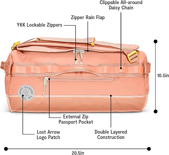 Baboon to the Moon Go-Bag Medium 40L – Detachable Straps, Small Duffle Bag for Travel, Gym Bag for Women, Mens Travel Bag, Duffel Bags for Traveling, Travel Duffel Bags for Women (Sunset Coral)