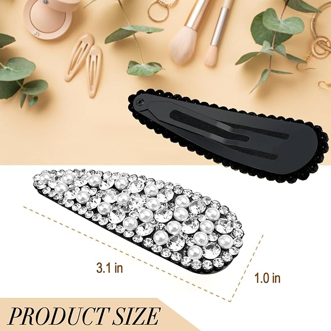 2PCS Rhinestone Hair Clips,Snap Hair Accessories,Decorative Hair Clips,Rhinestone Barrettes For Women Girls(SET12)