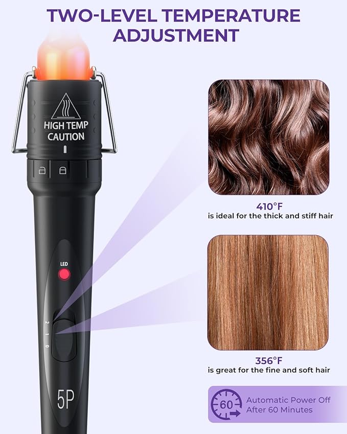5 in 1 Curling Wand Set: Ohuhu Curling Iron Wand 5Pcs 0.35 to 1.25 Inch Interchangeable Ceramic Barrel Heat Protective Glove 2 Clips Dual Voltage Hair Curler Girls Women Mother Christmas Gift Rainbow