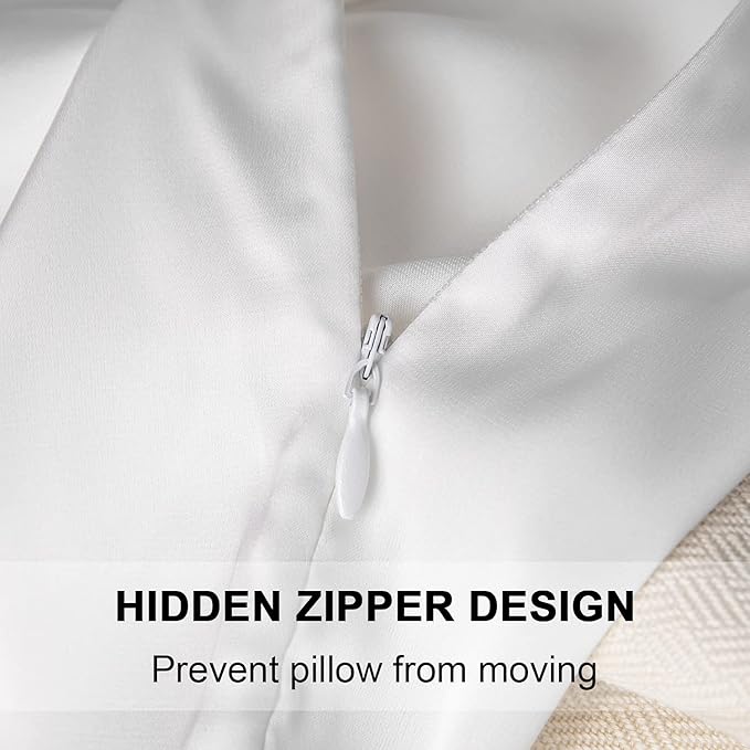 2 Pcs Mulberry Silk Pillowcase for Hair and Skin,Cooling Silk Pillow Case with Hidden Zipper,Allergen Proof Dual Sides Soft Breathable Smooth Silk Pillow Cover for Women(Standard-2PCS,White)