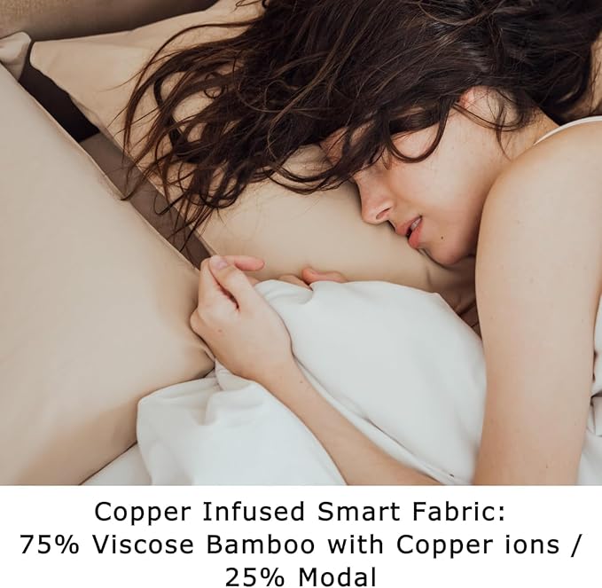 Anti Acne Pillowcase - Queen Size 20"x30" with Zipper, Premium 75% Viscose Derived from Bamboo, 25% Modal Blend, Beige, 1 Piece - Cooling Silky Satin Pillow Case - Oeko-TEX Certified