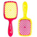 BOM BOM 2 Unit Kit, Wet And Dry Vented Detangling Hair Brush For All Hair Types, Light Weight Hairbrush, Scalp Massage Brush (magenta yellow)