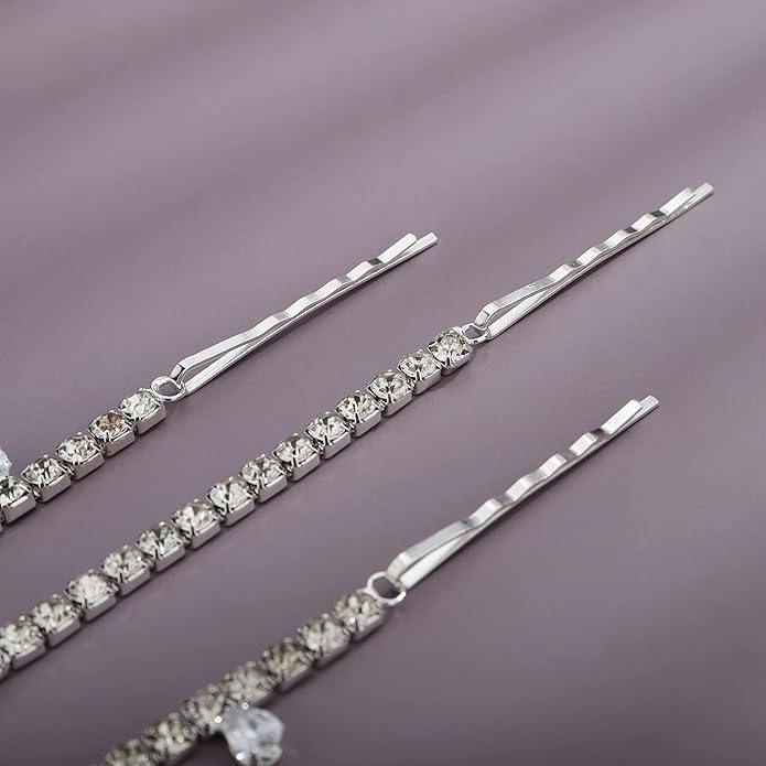 YERTTER Wedding Silver Rhinestone Head Chain With Clip Jewelry Forehead Tassel Fringe Headband Headpiece Crystal Chain Headband Hair Accessories for Women Brides Prom Costume(Silver 2)