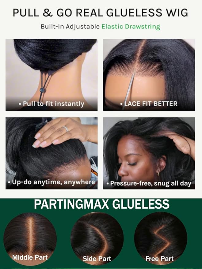 KLAIYI Bye Bye Slip™ Water Wave 7X5 Precut Lace Front Human Hair Wig Drawstring Glueless 3S Ready to Wear and Go Wig with Baby Hair Pre Plucked Bleached Bye Bye Knots Curly Wig 180%Density Full 16Inch