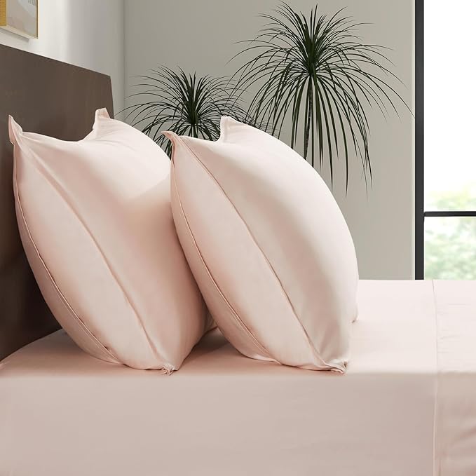 Luxury Bamboo Market | Queen Envelope Pillowcase Set | 100% Viscose Made from Bamboo | Organically Grown | Ultra Soft | Cooling | 2pcs [Vintage Pink]