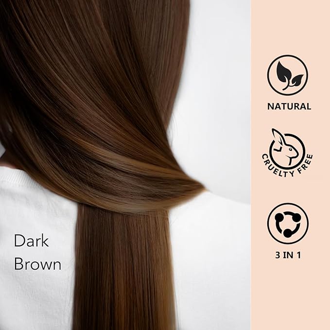 Dark Brown Hair Dye Shampoo 3 in 1, Natural Hair Color Dye for Men & Women, Shampoo Para Canas, Long-Lasting Effect for 100% Gray Hair Coverage Brown Hair Dye 16.9 Fl Oz (Dark brown)