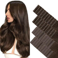 GOO GOO Invisi Edge Tape in Hair Extensions Human Hair, 4A Chocolate Brown 20pcs injected with 20pcs classical tape ins, 12inch 80g, Virgin Remy Hair, Natural Look