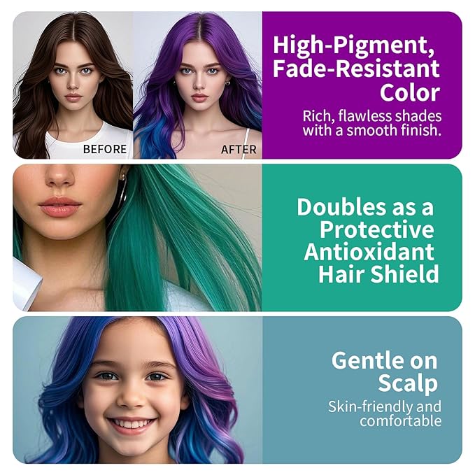 Temporary Hair Color Gel, Green Hair Dye Color Gel Washable Natural Instant Hair Color Wax for DIY Hairstyle for Kids Men Women(Color #24W)