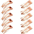 Chinco 24 Pcs Double Grip Hair Clips Metal Snap Clips Women Barrettes for Hair Making, Salon Supplies(Rose Gold,2 Inch)
