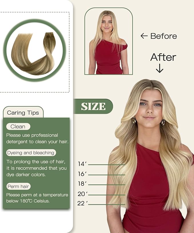SURNEL Injection Seamless Tape in Hair Extensions Balayage Walnut Brown to Ash Brown and Golden Blonde Invisible Tape in Extensions Human Hair 18inch 20 Pcs 40g(#3822,18)