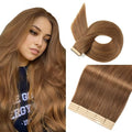 Tape in Hair Extensions Real Human Hair 24 Inch Tawny Brown Tape for Skin Weft Hair Extension Invisible Tape in Hair Extensions Straight Remy Human Hair for Women 20pcs