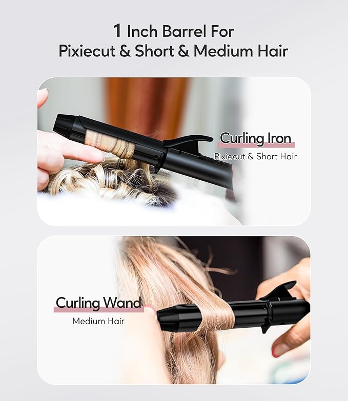 FARERY Travel Curling Iron, 1 Inch Mini Curling Iron Travel Size with 3 Adjustable Temp, 100-240V Dual Voltage, Auto-Off, Ceramic Mini Hair Curler with Keratin&Argan Oil Infuse, Includes Storage Bag