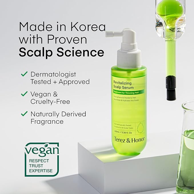 Scalp Serum for Hair Growth Spray – Korean Vegan Treatment for Hair Loss, Thinning & Itchy Scalp, Non-Greasy, Lightweight Formula to Exfoliate Dandruff & Strengthen Roots – For Men & Women (100 mL)