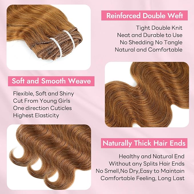 Clip in Hair Extensions Real Human Hair Body Wave 6 Chestnut Brown Clip in 100% Brazilian Remy Human Hair Extensions 8pcs Per Set with 18 Clips Double Weft 22 Inch 110g/3.6oz