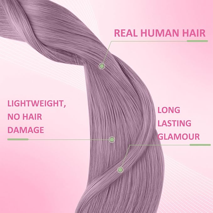 YoungSee Blue Tape in Hair Extensions Real Human Hair 24In Tape on Hair Extensions 10pcs Invisible Tapes in Hair Extension Human Hair Blue Tape ins Extension for Cosplay 25g
