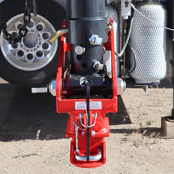 Shocker 30K Gooseneck Surge Air Hitch & Shift Lock Coupler for 2-5/16" Ball, Round Multi-Fit Stem