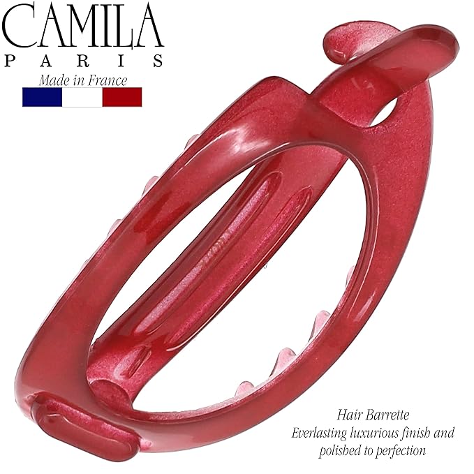 Camila Paris CP3118 French Hair Barrette Clip, Flexible Ponytail Holder No Metal Parts, Strong Hold Grip Hair Clips for Women, No Slip and Durable Styling Girls Hair Accessories, Made in France