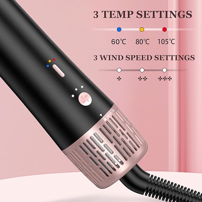 slopehill Blow Dryer Brush - Hot Air Brush with High Speed Motor 100,000RPM, Ionic Hair Dryer and Styler Volumizer with Oval Barrel for Hair, 3 Temps,1400W, Black