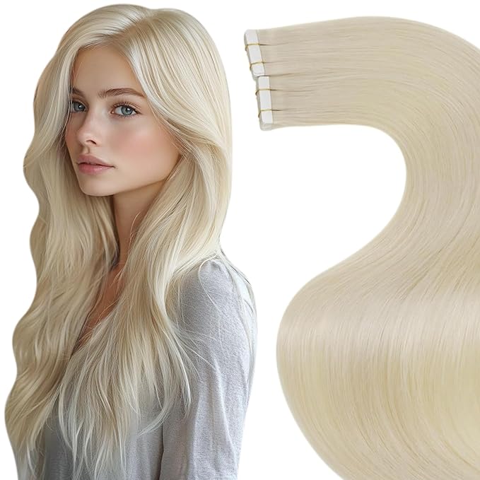 LaaVoo Tape in Hair Extensions Human Hair Blonde Invisible Tape Hair Extensions Real Human Hair Seamless 28 Inch 50g 20pcs