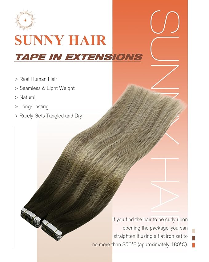 Sunny Hair Tape in Hair Extensions Human Hair Brown Balayage Blonde Tape in Extensions 20 Inch Real Hair Extensions Tape in 20Pcs 50g