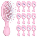 12 Pcs Unicorn Mini Detangler Brush, Mini Travel Hair Brush, Bristles Plastic Detangling Brush,No Tangle Soft Flexible Bristles for Straight, Curly, Thick Hair for Party Gift