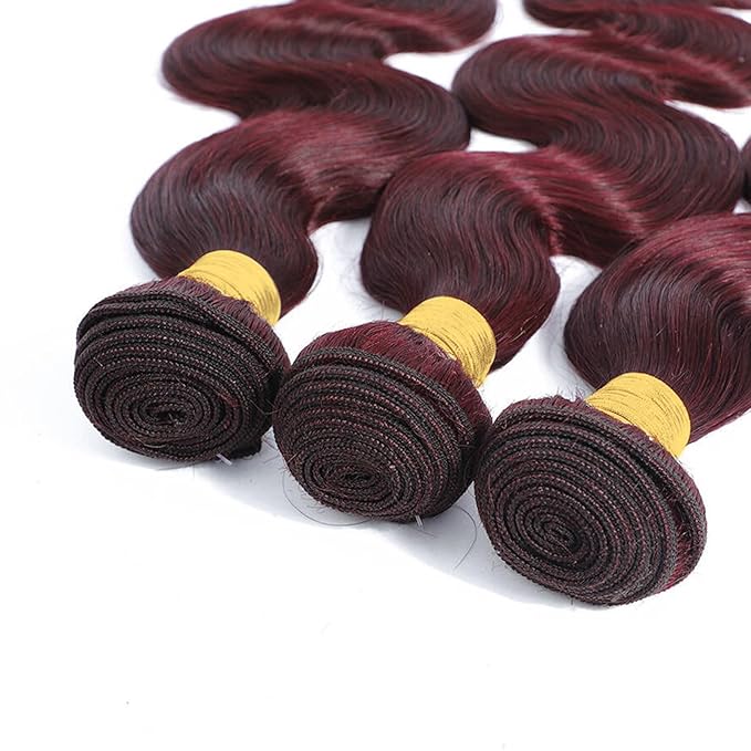 99J Human Hair Bundles Body Wave Burgundy Dark Red Wine Color Body Wave Bundles 100% Real Human Hair And True To Length 10 12 14 Inch 3 Pcs/Pack